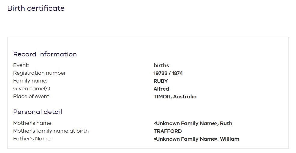 RUBY Alfred 1874 Birth